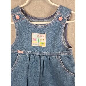 Lee Vintage Toddler Girl 4T Denim Jumper Dress Country Hearts and Flowers Retro